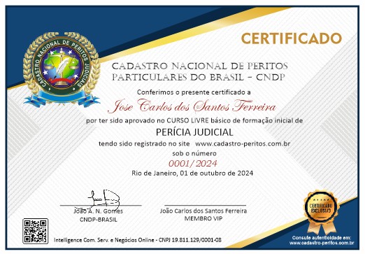 certificado do curso de perito judicial online verde